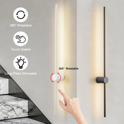 360° Rotatable Touch Dimmable LED Wall Lamps for Corridor Stairs Brightness Adjustable Touch Switch LED Wall Lights Wall Sconce