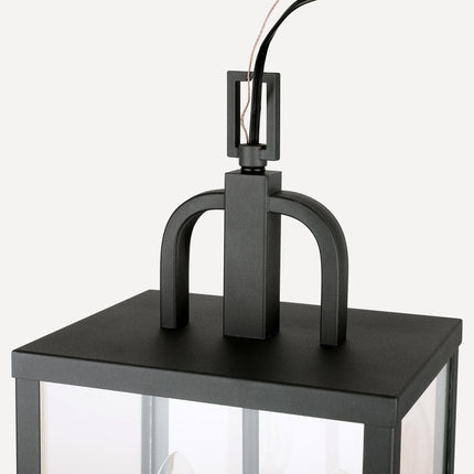 Large Outdoor Indoor Pendant Light 2-Light, Modern Black Metal outside Chande...