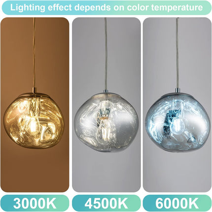 Modern Globe Acrylic Pendant Island Light in Melted Shape Mirror Reflective Acrylic Pendant Ceiling Light Fixture for Dining Room Kitchen Sink Chrome Plated 8Inch