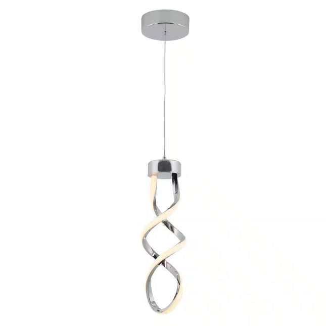 Swirl 13-Watt 1 Light Chrome Modern Integrated LED Mini Pendant Light Fixture for Kitchen Island