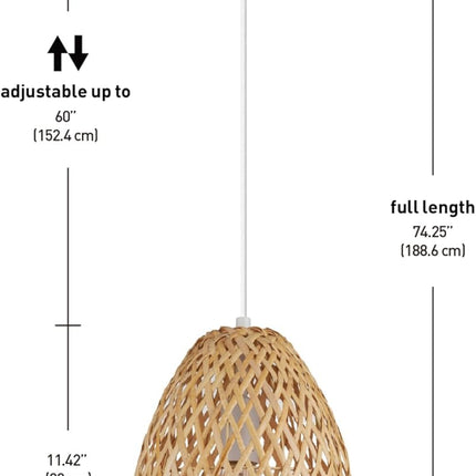 Electric 61090 Rio 1-Light Pendant Light, Light Twine Shade, White Socket, White Cloth Hanging Cord