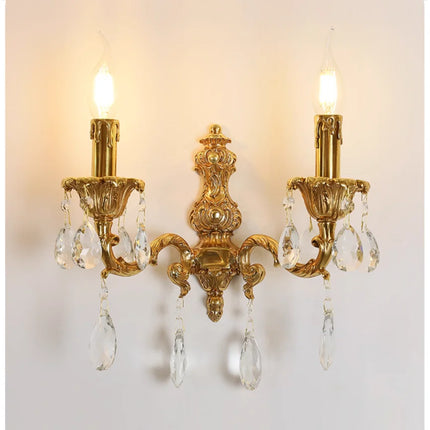 French Copper Wall Lamp Living Room Copper Wall Sconces Candle Bedroom Bedside Lighting French Villa Luxury Classic Brass Lights