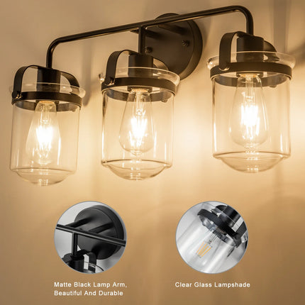 ,Modern ll Sconce with Clear Glass Shade,Industrial Indoor Light, [No Bulb],for flanking mirrors and ‎entryway,Bathroom, Bedroom