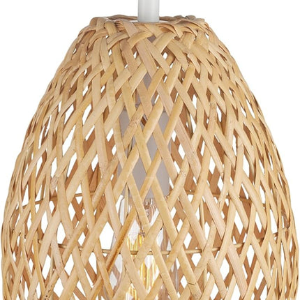 Electric 61090 Rio 1-Light Pendant Light, Light Twine Shade, White Socket, White Cloth Hanging Cord