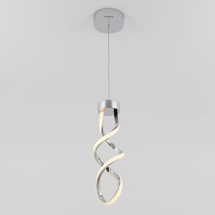 Swirl 13-Watt 1 Light Chrome Modern Integrated LED Mini Pendant Light Fixture for Kitchen Island