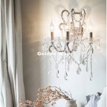 Nordic Deco Silver/Golden Brush AC Crystal American Style E14 Wall Light Lamp Bedroom Home Wall Sconce Lighting 100% Guaranteed