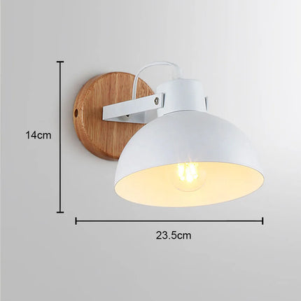 Nordic Wooden Wall Lights Bedside Lamp Modern Wall Sconce for Bedroom Reading White Lampshade Steering Head E27 Home Lighting