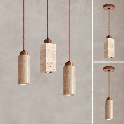 Japanese Wabi Sabi Yellow Marble Chandelier Creative Restaurant Dining Room Bar Bedroom Pendant Lamp Homestay Art Decor Lighting