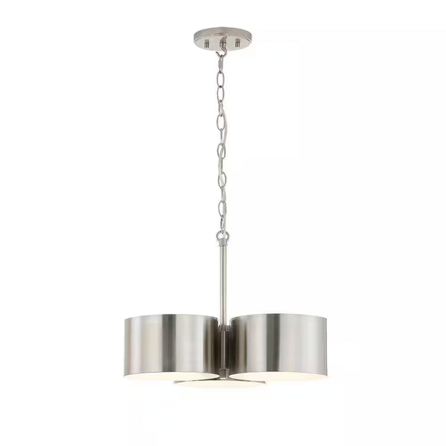 3LT/3 Shade Pendant Brushed Nickel, White Inside