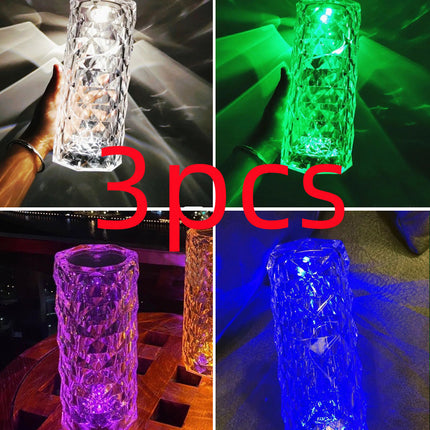 Rose Light And Shadow Projector LED Night Light Diamond Crystal Atmosphere Lamp USB Touch Control Bedside Decor Night Light