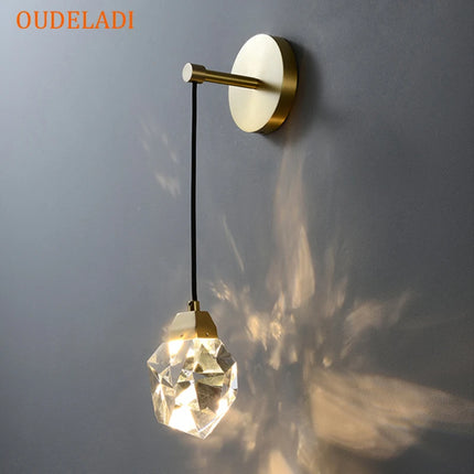 OUDELADI LED Crystal Wall Lamps Copper Pendant Lights Bedroom Bedside Corridor Stairs Home Decor Wall sconce Light fixtures