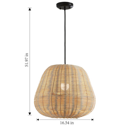16.5" Architectural Natural Woven Pendant Light, Adjustable Cord