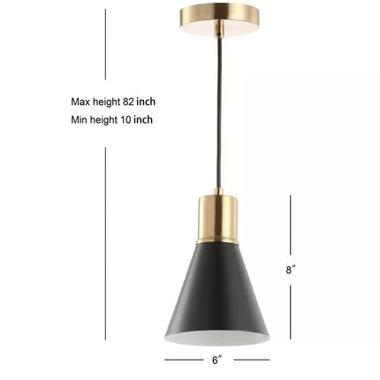 Apollo 6 In. 1-Light Black/Brass Gold Metal LED Pendant Light