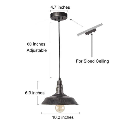 Farmhouse 1-Light Rust Black Barn Pendant Light with Metal Shade Cottage Foyer Island Pendant Lantern, LED Compatible