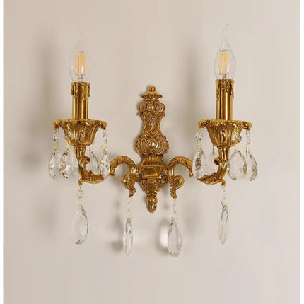 French Copper Wall Lamp Living Room Copper Wall Sconces Candle Bedroom Bedside Lighting French Villa Luxury Classic Brass Lights