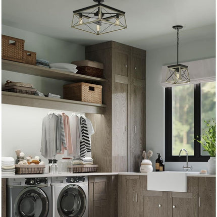 Briarwood Collection 1-Light Bleached Oak Farmhouse Mini-Pendant Light, Galvanized, 9.00X10.00X10.00