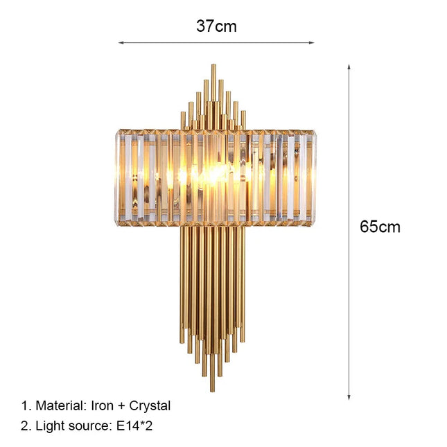 Crystal LED Wall Lamp Nordic Modern Gold Light Luxury Wall Light Indoor Lighting Room Decor Sconces For Living Room Bedroom