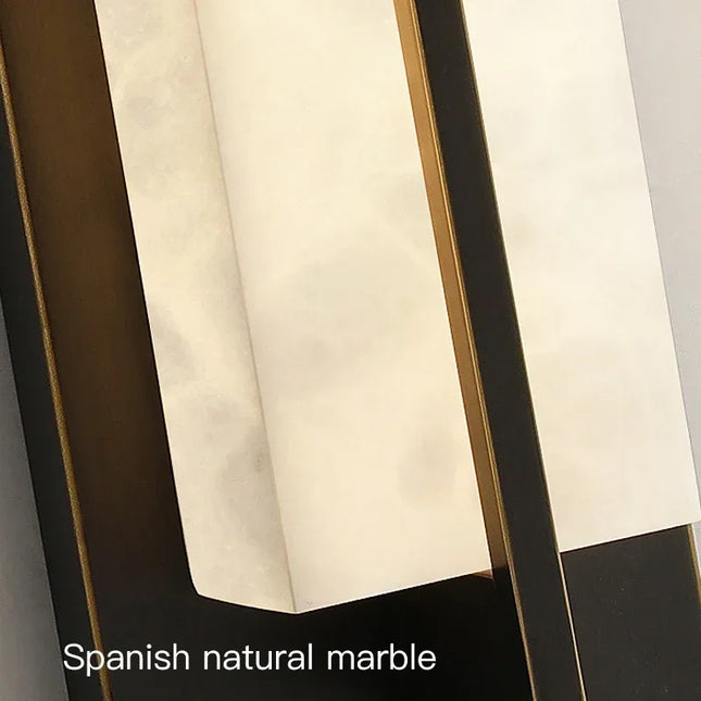 Spanish Natural Marble Wall Lamp Long Copper Wall Sconce for Living Room Hallway Stairs Bedroom Dining Room Atmosphere Lighting