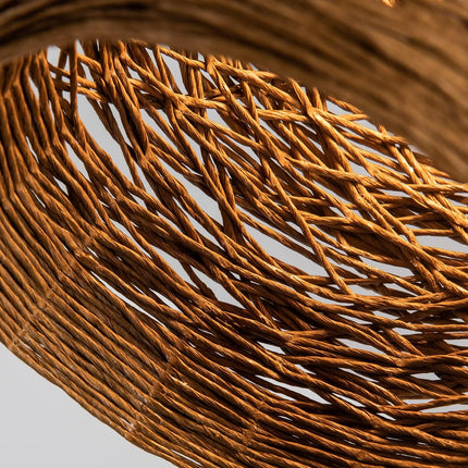 Woven Pendant Lighting, Modern Boho Brown Mini Pendant Lighting Fixture for Kitchen Dining Room Bedroom