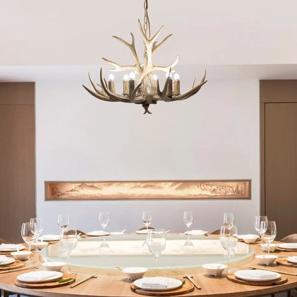 Escher Retro Antler Resin Chandelier Countryside Pendant Light