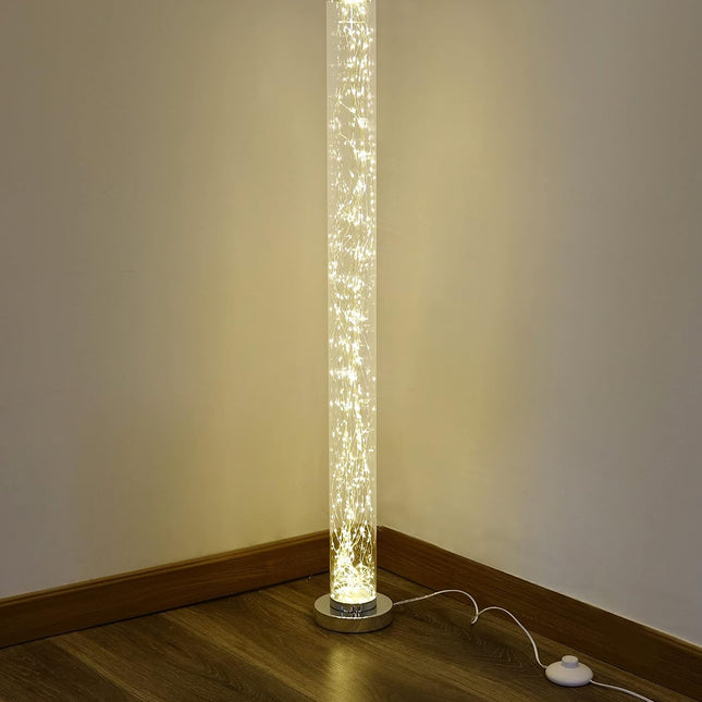 Modern Living Column Floor Lamp, LED Corner Standing Tube Floor Lamp, Decorative Elegant Design Metal Exposed Rope Floor Lamp for Living Room, Bedroom, Office, Christmas, Wedding