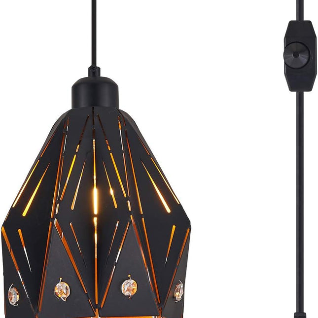 Farmhouse Pendant Light Rustic Swag Lights with Plug In