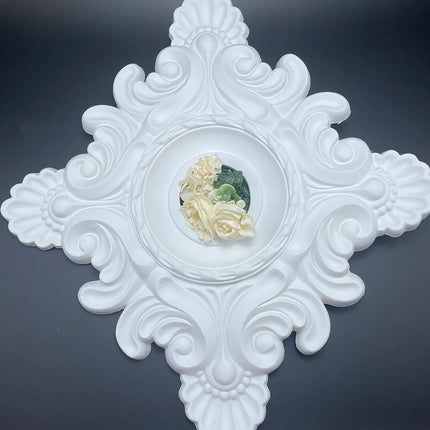 White PU Lamp Plate Imitation Plaster Polyurethane Material Round Plate Lamp Holder European Style Chandelier Base Foam Plastic