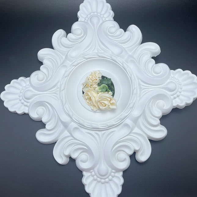 White PU Lamp Plate Imitation Plaster Polyurethane Material Round Plate Lamp Holder European Style Chandelier Base Foam Plastic