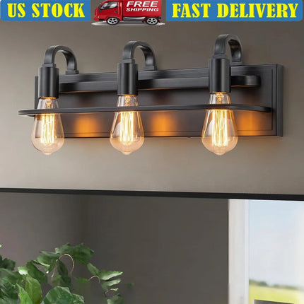 Industrial 3-Light Vanity Sconce Fixture Modern Bathroom Wall Lighting Ideal Living Room Bedroom Farmhouse Decor Durable Metal