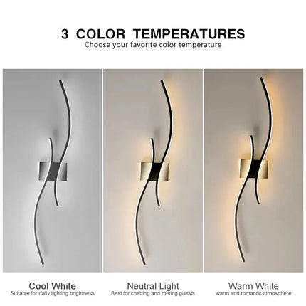 Modern LED Wall Sconces Interior Lighting For Bedside Bedroom Living Room Kitchen Black White Aluminum Line Wall Lamps Up&Down