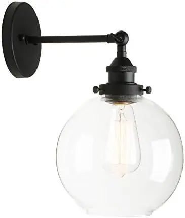 Sconce Vintage Industrial 1-Light Rustic  Mount Light Fixture with 7.9" Round Clear Glass  Shade (Antique)
