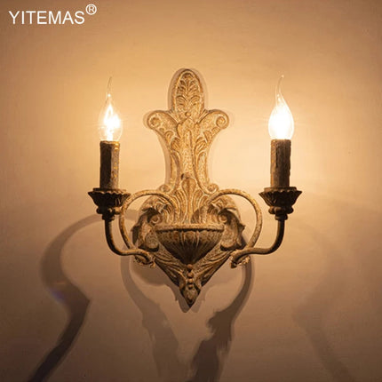 Retro Wooden Wall Lamps Vintage Bedroom Bedside Wall Sconce With 2 Lights Loft Interior Wood Wall Lighting Fixtures For Home