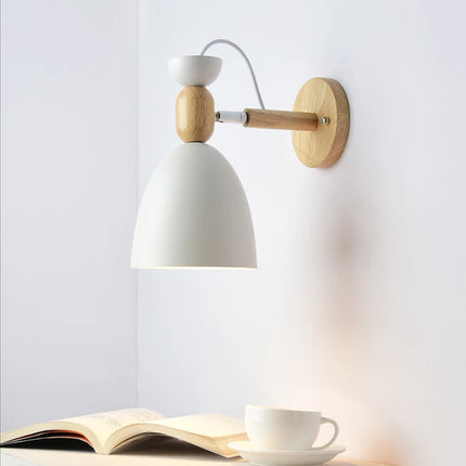Nordic Design Led Indoor Wall Lamp Metal Lampshade Wood Bedside Corridor Vanity Light Luminaire Wall Sconce Home Deco Room Lamps