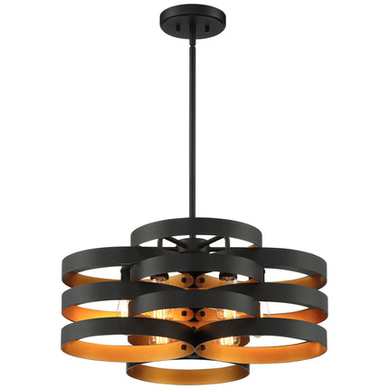 Zia Black Gold Chandelier 25 1/2" Wide Modern 6-Light Fixture for Dining Room House Foyer Kitchen Island Entryway Bedroom Home