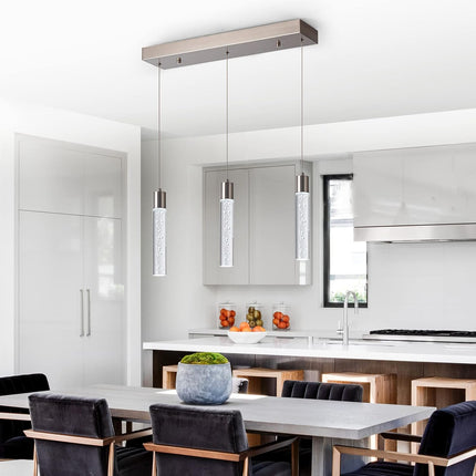 Modern Pendant Light with Adjustable Height - Brushed Nickel & Cylinder Island Lights, 3000-6000K Dimmable Kitchen Pendant Lighting for Kitchen Island, Dining Room, Bar Counter