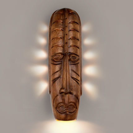 A19 Lighting NT004-AP Tribal Mask Wall Sconce, Amber Palm