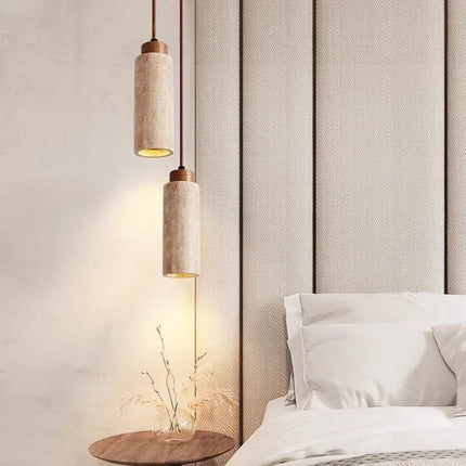 Japanese Wabi Sabi Yellow Marble Chandelier Creative Restaurant Dining Room Bar Bedroom Pendant Lamp Homestay Art Decor Lighting