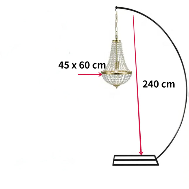 4pcs Luxury Metal Arch Drape with Suspend Chandelier Flowers Arches Wedding Stand Chandelier Display For Party Event Decoration