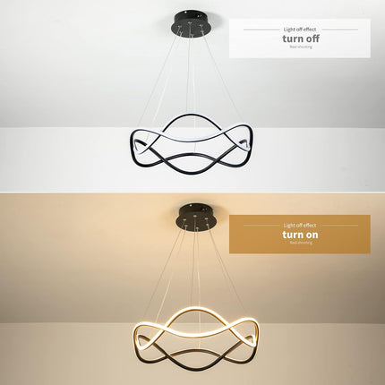 Modern LED Pendant Light, Dimmable LED Chandelier Lighting Fixture with Remote, Adjustable Hanging Pendant Light Ring LED Chandelier for Dining Living Room Kitchen Island (52W Black)