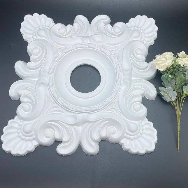 White PU Lamp Plate Imitation Plaster Polyurethane Material Round Plate Lamp Holder European Style Chandelier Base Foam Plastic