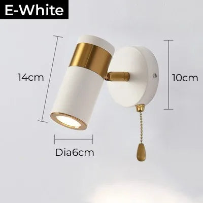 Nordic Bedroom Bedside LED Reading Wall Lamp with Switch Adjustable Wall Lights Fixture for Hotel Living Room Kitchen Wall Decor