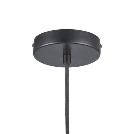 1-Light Black Pendant Light Fixture with Natural Woven Rattan Basket Shade