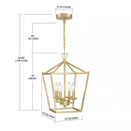 Alfa 12 In. 4-Light Caged Pendant Light with Soft Gold Finish
