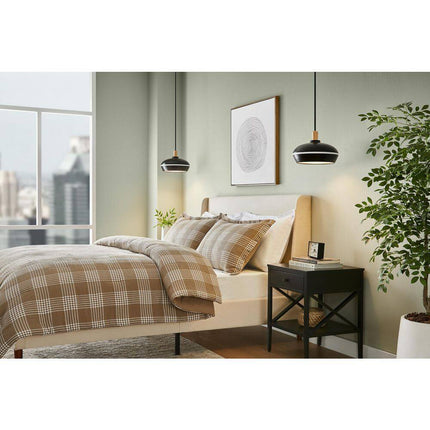 Ryker 1-Light Matte Black Barn Integrated LED Pendant Light with Night Light