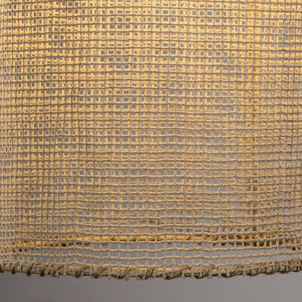 9.84 In. 1-Light Beige Cylindrical Mini Hanging Pendant Light with Woven Rope Shade