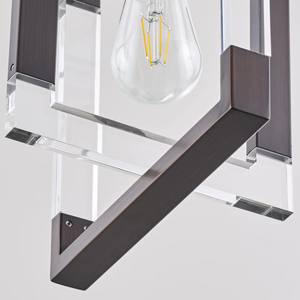 Modern Pendant Light Fixture, 1-Light Chandelier with Oil Rubbed Bronze Finish, Lantern Pendant Lighting for Kitchen Island, Hanging Light for Dining Room, Entryway, Bulb Not Included