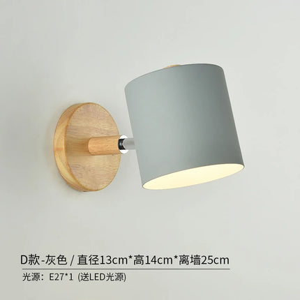 Nordic Design Led Indoor Wall Lamp Metal Lampshade Wood Bedside Corridor Vanity Light Luminaire Wall Sconce Home Deco Room Lamps