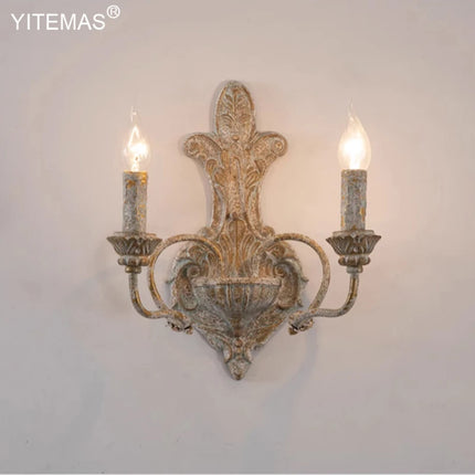 Retro Wooden Wall Lamps Vintage Bedroom Bedside Wall Sconce With 2 Lights Loft Interior Wood Wall Lighting Fixtures For Home