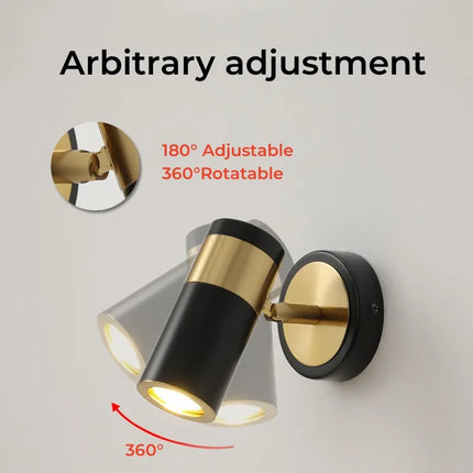 Nordic Bedroom Bedside LED Reading Wall Lamp with Switch Adjustable Wall Lights Fixture for Hotel Living Room Kitchen Wall Decor