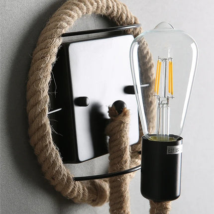 American Country Hemp Rope Wall Lamps Retro Light Wall Sconce Beside Living Loft Lighting Stairs Vanity Light Indoor Wall Lights